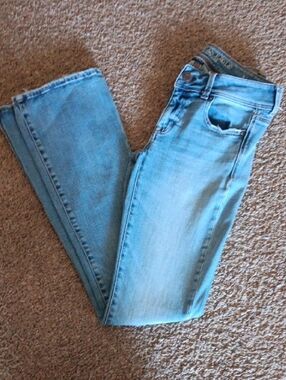 American Eagle Outfitters Kick Boot Light Blue Flare Jeans